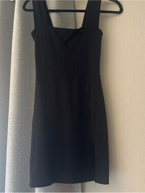 Reformation Black Square-Neck Mini Dress